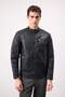 Water Repellent Slim Fit Zip-Up Faux Leather Coat - Stand Collar D6241Ax25Sp - 4