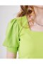 0409 Square Neck Knitted Blouse - E.Green - 3
