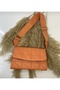 Women's Orange Quilted Adjustable Column Strap Cross Shoulder Bag - 4
