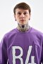 Men's B4 Printed and Embroidered Oversized T-Shirt Purple - 5