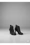 Women's Black Leather Black Mesh Zippered Open Front Short Summer Boots - 5