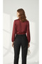 Satin Double Breasted Collar Side Tie Shirt Blouse - 3