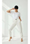 Women's Elasticated Leg Three Thread Sh Fleece-Lined Roberts Sweatpants Ecru - 3