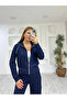 Women's Stylish Hooded Zippered Striped Tracksuit Set Modal Fabric - 4