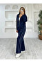 Women's Stylish Hooded Zippered Striped Tracksuit Set Modal Fabric - 2