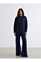Navy Blue Crew Neck Oversize Women's Sweatshirt Tunic - 2