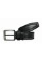 Genuine Leather Patterned Black Denim Belt 4.5 Cm