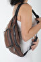 Unisex Brown Multi-Pocket Genuine Leather Freebag Waist Bag