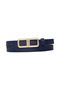 100% Genuine Leather, Thin 2 cm Navy Blue Women's Belt with Gold Color Buckle; Dress, Trouser Belt_Glasses - 2