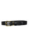 100% Genuine Leather Gold Buckle, Black Women's Jeans Belt with Metal Bridge, 4 cm = 2 pieces-met.bridge.-byn-76 - 7