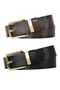 100% Genuine Leather Gold Buckle, Bridge Set of 2 Black, Dark Brown Women's Jeans Belt, 4 Cm=2pcs-76 - 6