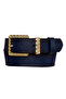 100% Genuine Leather, Gold Set Buckle 4 Cm Navy Blue Women's Belt; Jeans, Sports Belt=an-byn-62.gold.set