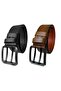 100% Genuine Leather, Double Tongue Set of 2 4.5 Cm Single Piece Jeans, Sports Belt Black,tosado = 2pcs-double-tongue - 6