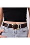 Women's Fashion Gold Color Buckle, One Piece Soft Genuine Leather Dark Brown Belt, 3.8 Cm=amz-08