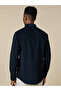 The Midnight Texture – Dark Blue Corduroy Shirt with Deep Ribbed Feel, Comfort Fit - 5