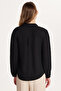 Women's Relax Fit Relax Cut Crepe Fabric Spanish Cuff Black Solid Shirt - 5