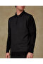 Claro Knitted Fabric Cotton Blend Modern Fit Black Polo Neck Men's Patterned Knitwear - 4