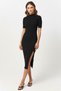 Women's Black Camisole Pencil Dress High Neck Slit - 3