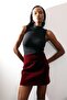 Burgundy Velvet Mini Skirt - 3