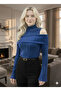 Women's New Product Sax Modanna Collar Spanish Sleeve Turtleneck Wrinkled Fabric Blouse - 2