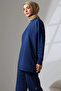 Women's Navy Blue Transitional Combed Cotton Bottom and Top Sporty and Comfortable Two-Piece Tunic Trousers Stylish Hijab Set - 4