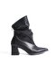 Women's Thick Heeled Pointed Toe Gusseted Back Zipper Casual Boots Greta Black Skin - 2