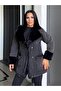 Furry Denim Women's Long Coat