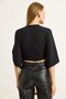 Front tie batwing sleeve women's blouse - black - 5