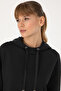 Women's Black Modal Blend Hooded Sweatshirt 50313561-Vr046 - 2