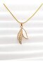 Gold Leaf Necklace – Zircon Stone, Elegant and Nature-Inspired Design