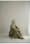 Women's Linen Blouse Skirt Set Crew Neck Tie-Detail Elastic Waist Casual Comfortable Modest Two-Piece Set - 4