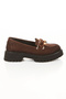 Women's Brown Suede and Bow Detailed Thick Sole Comfortable Loafer Shoes - 4
