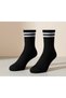 Unisex Long Tennis College Socks Striped Gray White Black Set - 5
