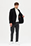 Lanz Men's Black Cashmere Fabric Half-Lined Mono Collar Sports Blazer Jacket with Pocket - 7