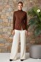 Knitted Blouse with a High Neck, Drawstring Detail at the Front and Slit Detail.
