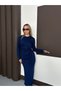 Women's Tie Detail Regular Long Modal Navy Blue Dress - 6