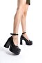 Women's della ankle strap (12cm) platform heel shoes black patent leather - 3