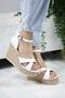 Women's Cross Strap Wedge Heels (11cm) Shoes Comfortable High Heels 700 White - 7