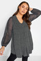 Plus Size Long Sleeves Tulle Detailed Pleated V-Neck Blouse 302824 - 4