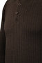 Men's Polo Neck Knitwear Brown Sweater Patterned Steel Knit Classic Fit - 5004F - 3