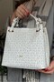Gray Color Wide Large Size Wide Strap Daily Women's Shoulder Bag 33X26 cm - 5