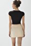 Women's Coffee Color Short Sleeve Crop T-Shirt - 6