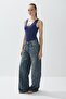 Women's Navy Blue Color V-Neck Snap-On Bodysuit - 4