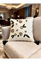 Single Punch Embroidered 100% Cotton White Fabric Throw Pillow Cover - 2