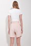 Powder Pink Double Pocket Belted Gabardine Shorts Alc-X11501 - 6