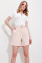 Powder Pink Double Pocket Belted Gabardine Shorts Alc-X11501 - 3
