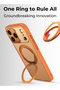 iPhone 17 Pro Max 360° Rotating Ring Stand Magnetic Case Slim Fit Orange - 3