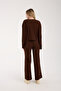 Cardigan Pants Coffee Women's Bottom Top Knitwear Set - 3