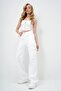 White Cargo Pocket Jean Trousers Alc-X10901