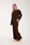 Cardigan Pants Coffee Women's Bottom Top Knitwear Set - 4